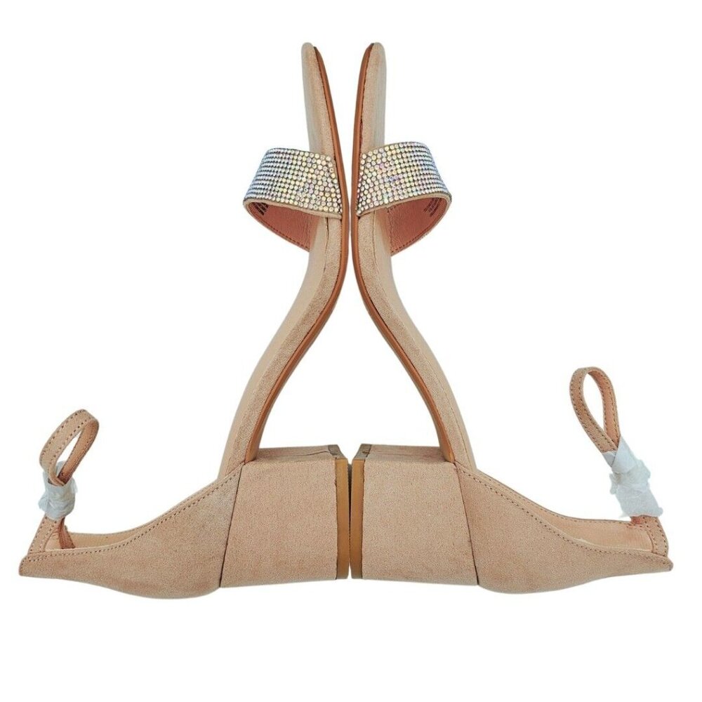 Madden Nyc Womens Chunky Heel City Sandal 10 Blush Pink Iridescent Rhinestone - Picture 12 of 14